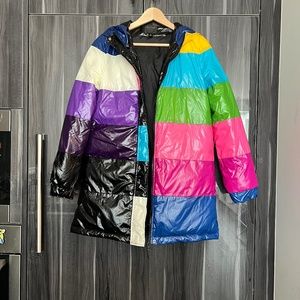 color block down jacket